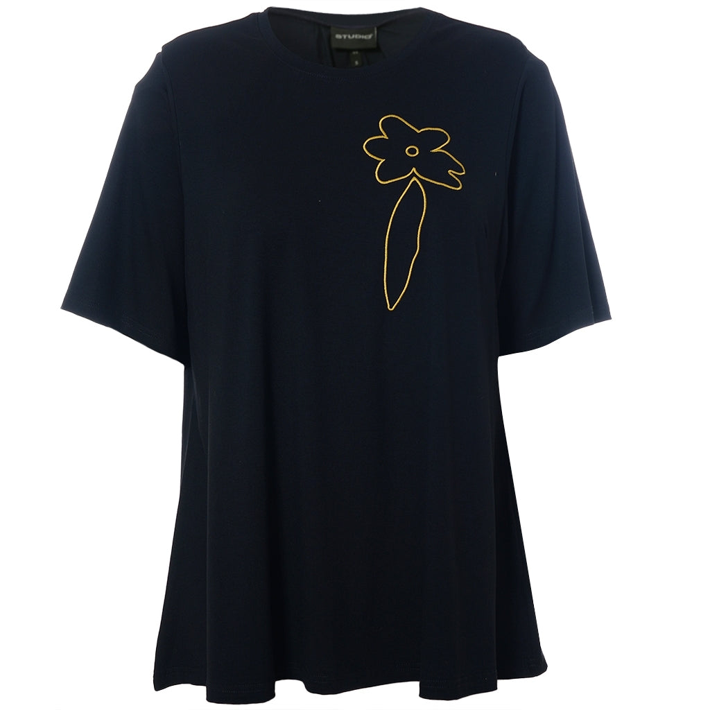 Studio SBella T-Shirt with print T-Shirt Black with yellow