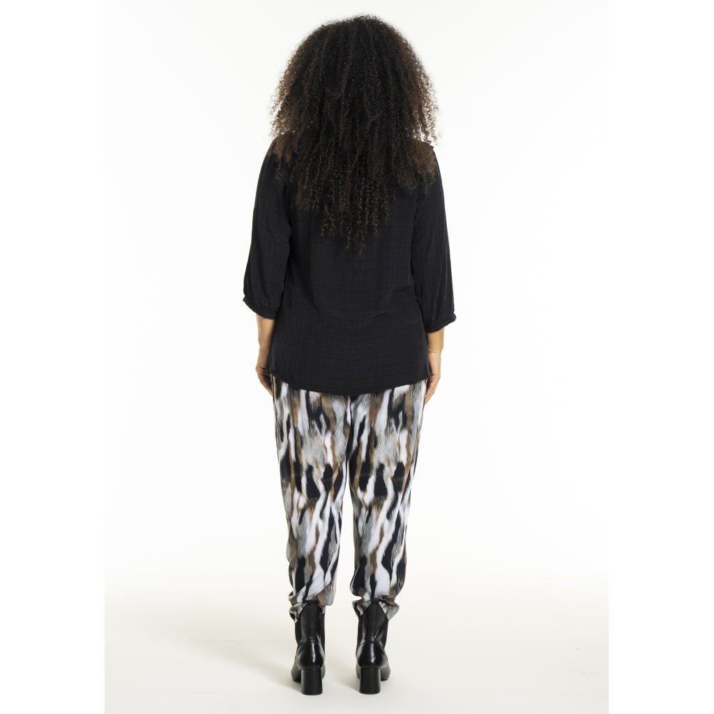 Studio SChristine Trousers WITHOUT elastic in legs Trousers Black with grey/sand skies