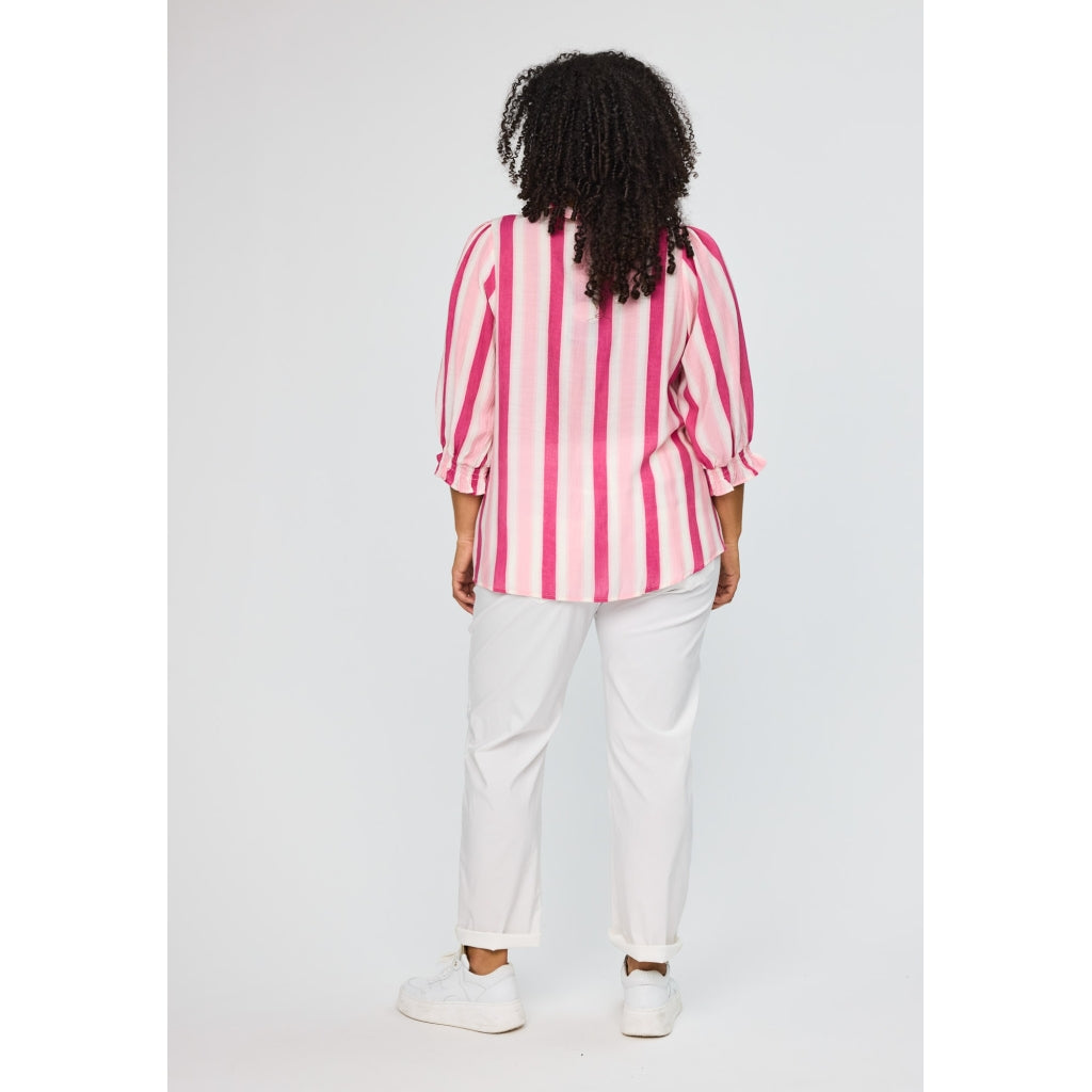 Studio SFeodora Blouse with smock neck Blouse White/pink stripe