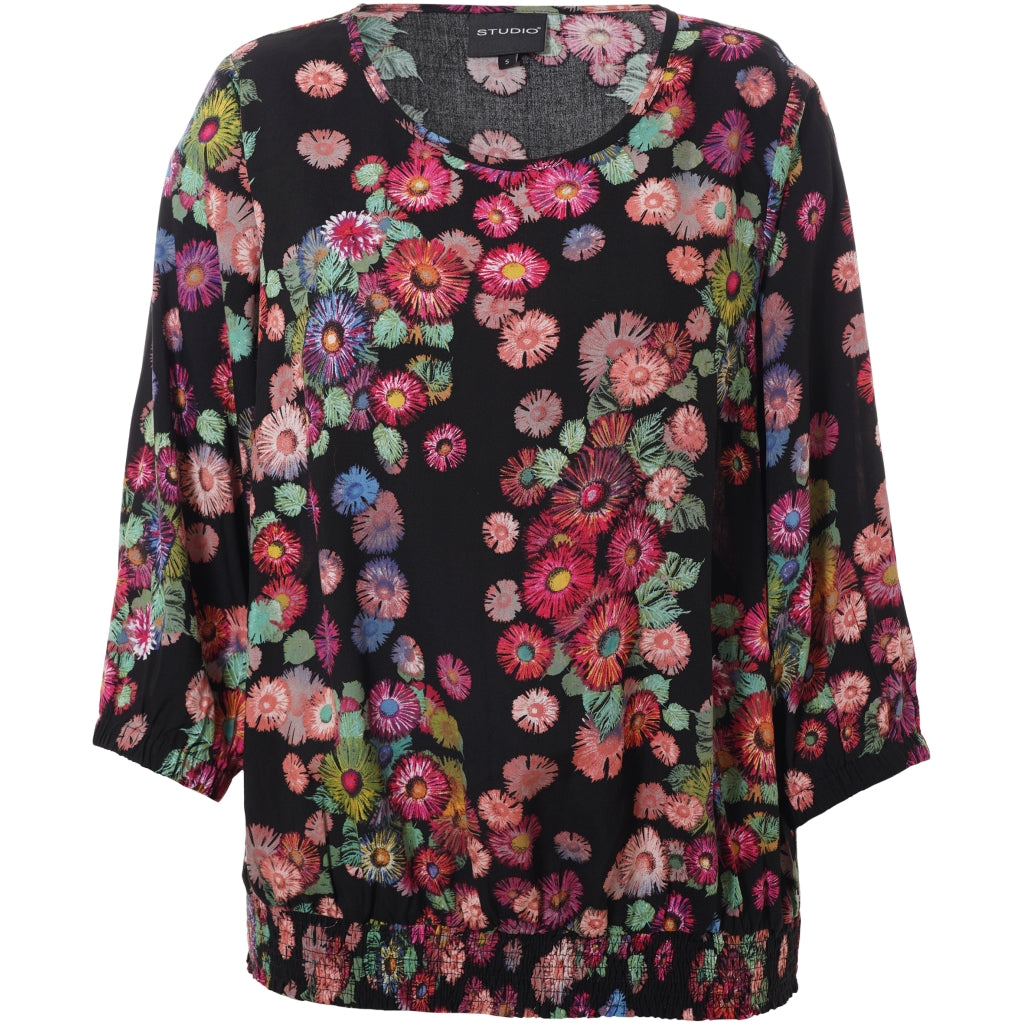 Studio SPamela Blouse Blouse Black with multicolor flowers