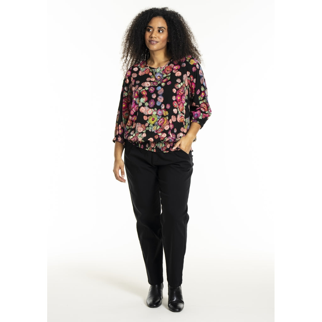 Studio SPamela Blouse Blouse Black with multicolor flowers