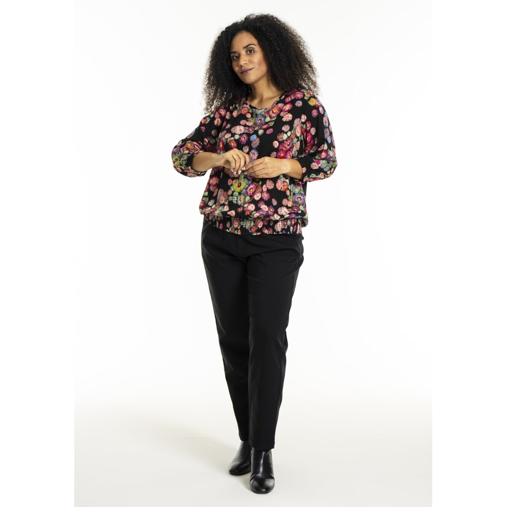 Studio SPamela Blouse Blouse Black with multicolor flowers