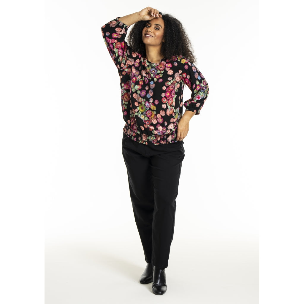 Studio SPamela Blouse Blouse Black with multicolor flowers