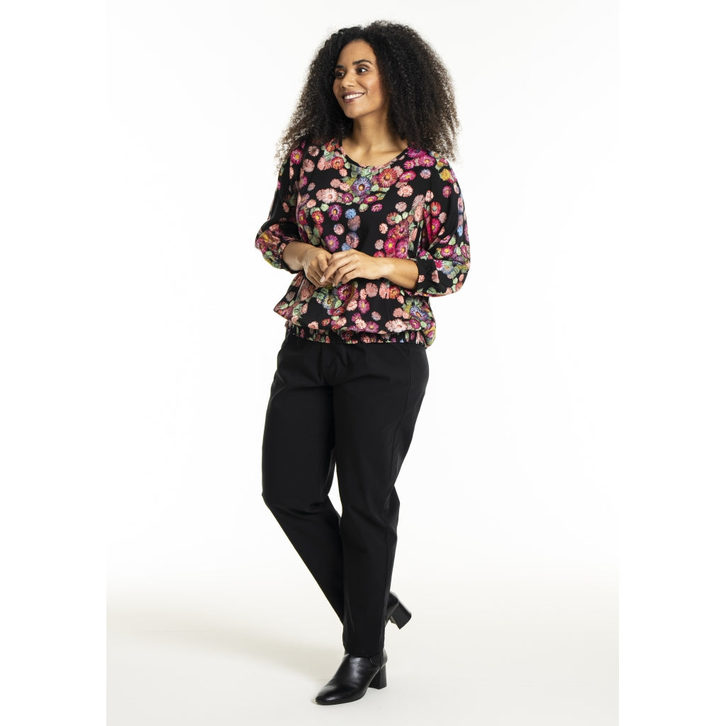 Studio SPamela Blouse Blouse Black with multicolor flowers