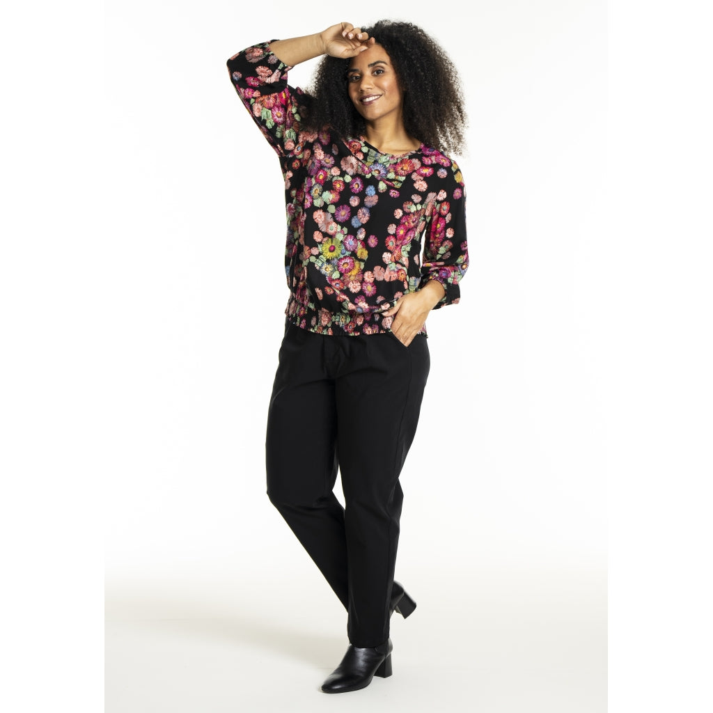 Studio SPamela Blouse Blouse Black with multicolor flowers