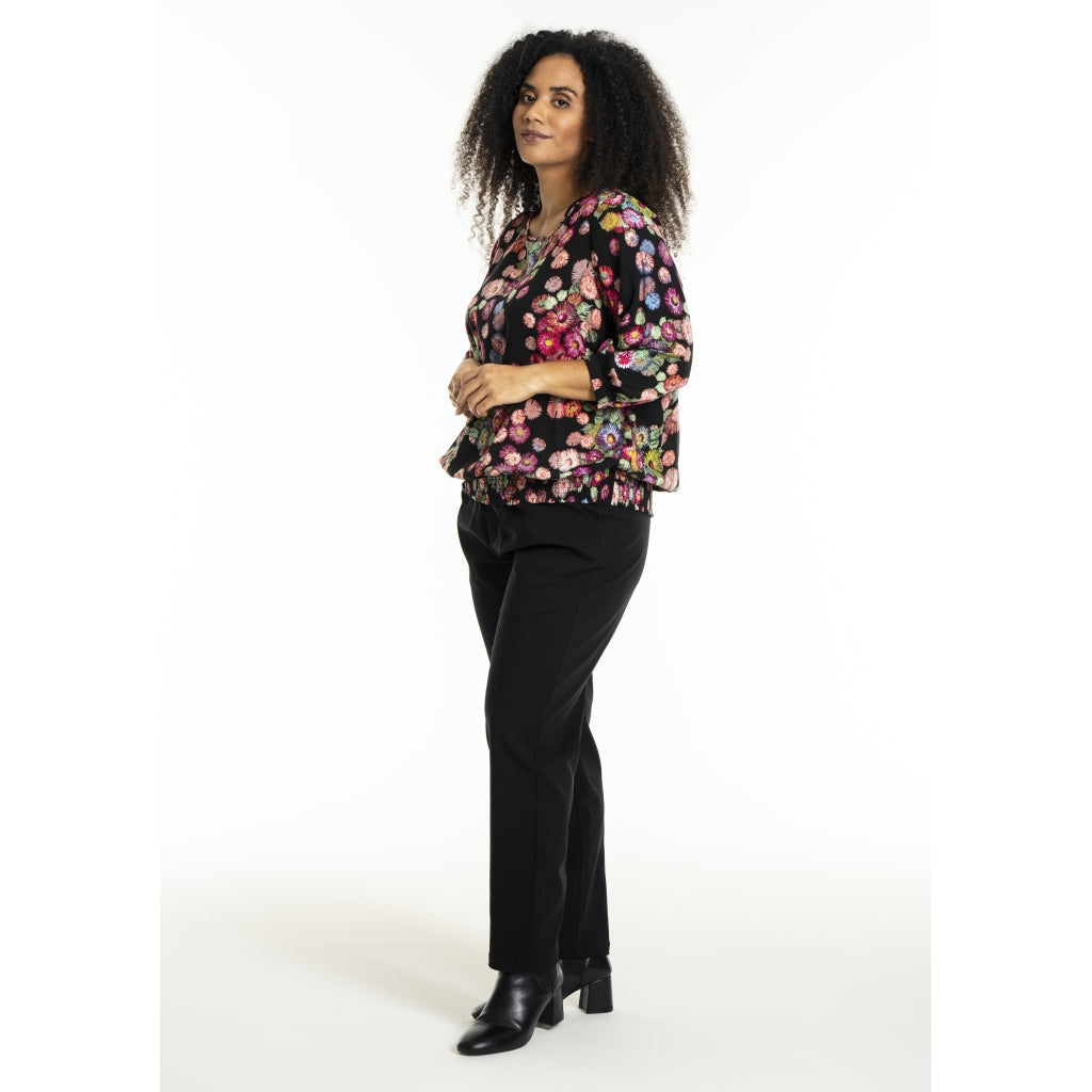 Studio SPamela Blouse Blouse Black with multicolor flowers