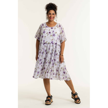 Studio Adea Plisse Tunic Tunic White + purple flowers