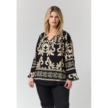 Studio SAlisa Blouse Blouse Black with border print
