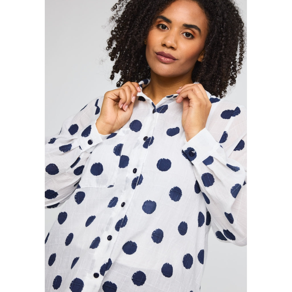 Studio SAlva Shirt with dots Shirt White with blue dots