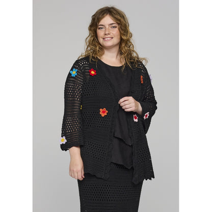 Studio SAmaya knit cardigan with flowers Cardigan Black