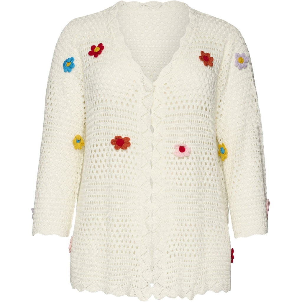 Studio SAmaya knit cardigan with flowers Cardigan White