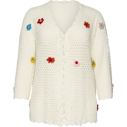Studio SAmaya knit cardigan with flowers Cardigan White
