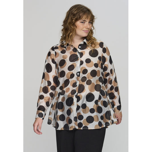 Studio SAnneliese Shirt Shirt White with black/brown dots