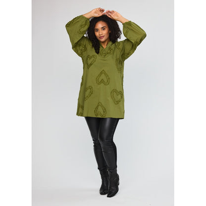 Studio SAria Tunic with hearts Tunic Green