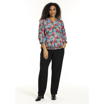 Studio SAugusta Blouse Blouse Black with pink blue flowers