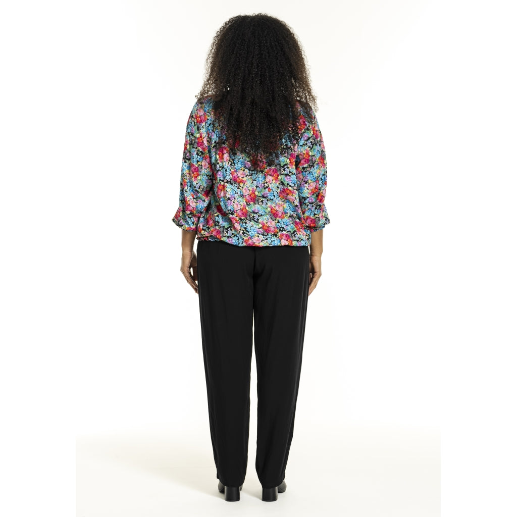 Studio SAugusta Blouse Blouse Black with pink blue flowers
