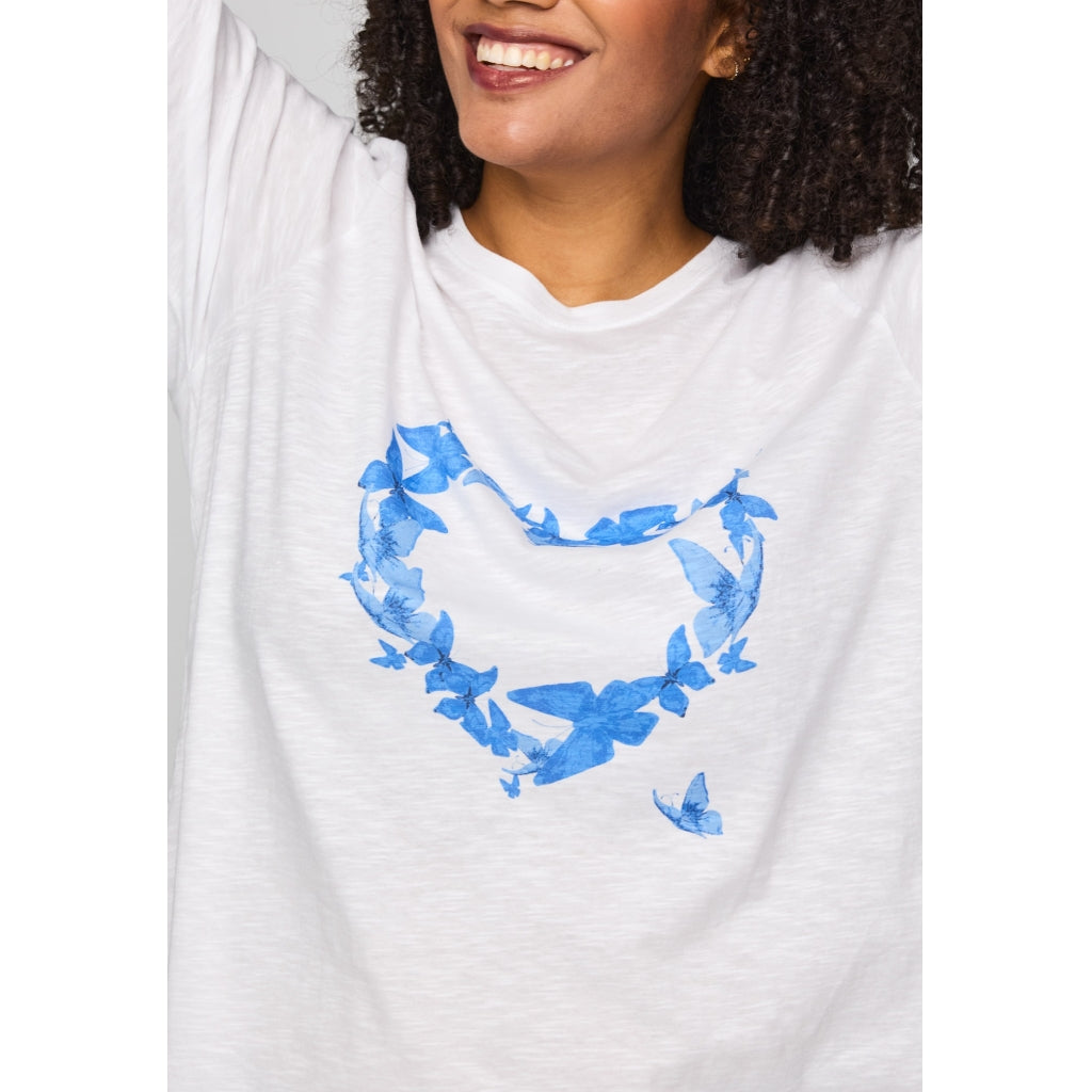 Studio SBella T-Shirt with print T-Shirt White with blue butterflies