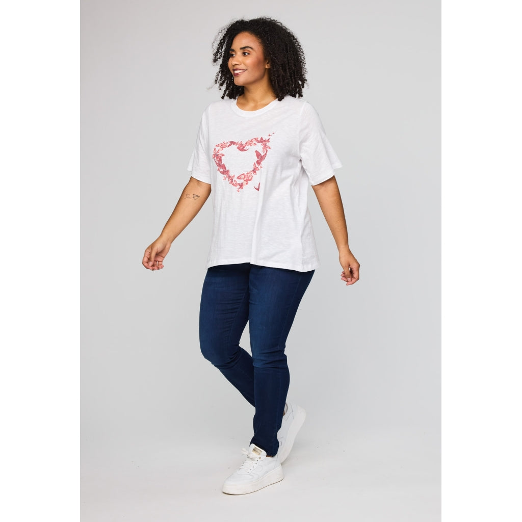 Studio SBella T-Shirt with print T-Shirt White with red butterflies
