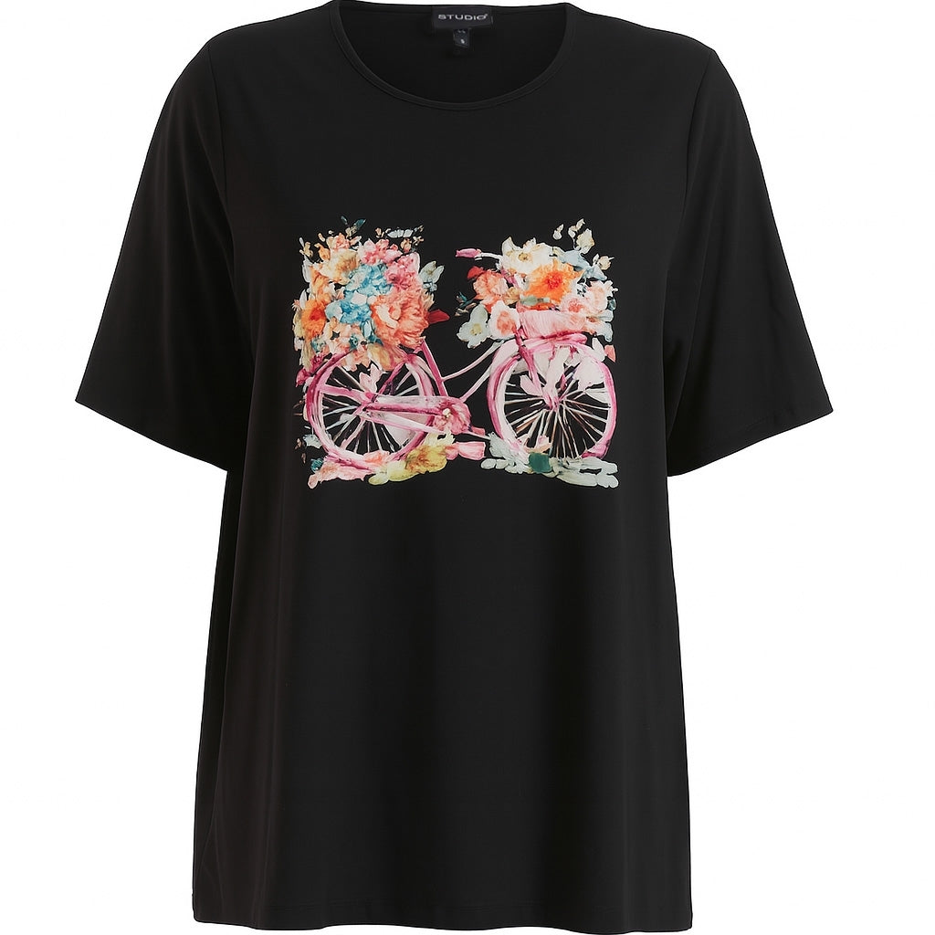 Studio SBella T-Shirt with print T-Shirt Black with rose bike
