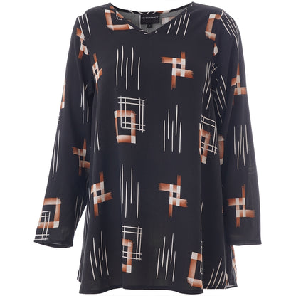 Studio SBerit Blouse Blouse Black with copper and white patterns