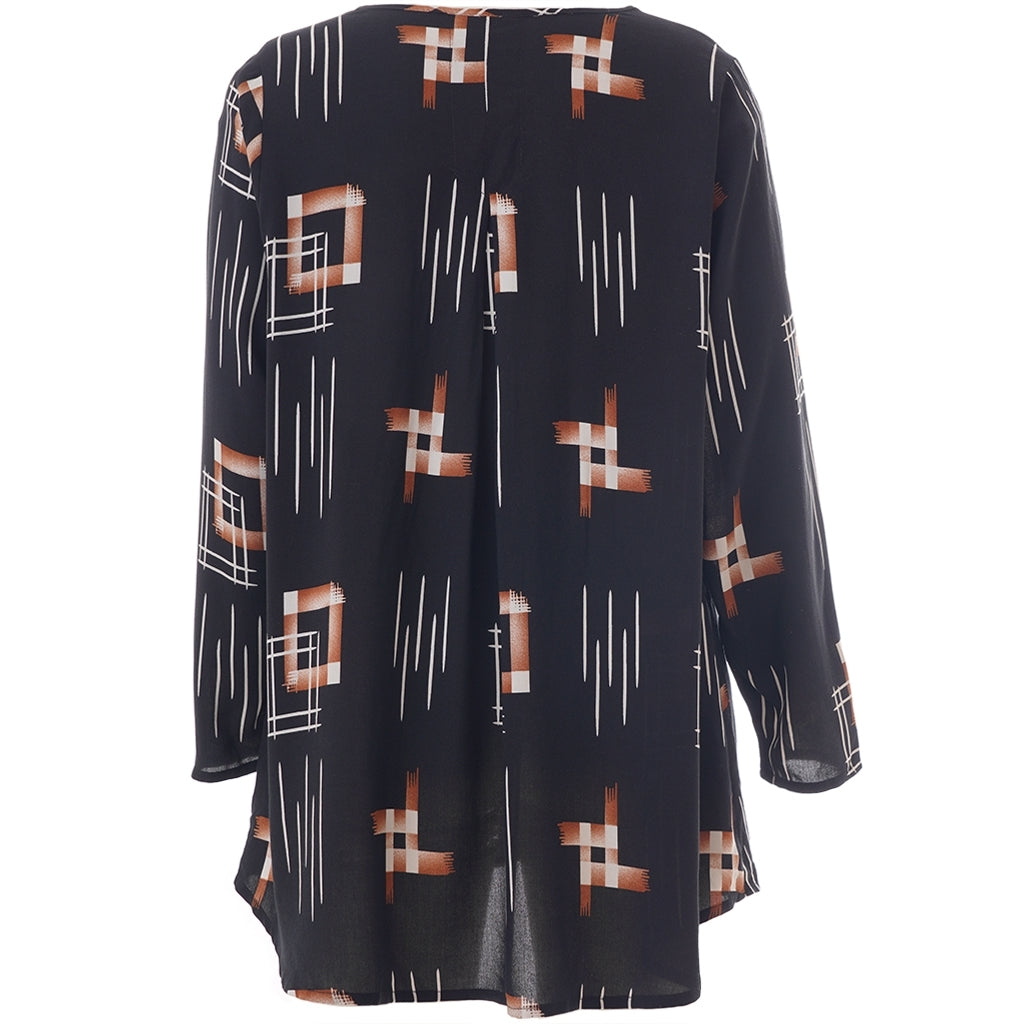 Studio SBerit Blouse Blouse Black with copper and white patterns