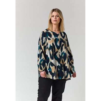 Studio SBerit Blouse Blouse Sand with black petrol clouds