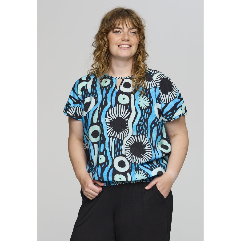 Studio SCamilla Blouse Blouse Black with blue printed