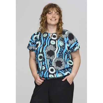 Studio SCamilla Blouse Blouse Black with blue printed