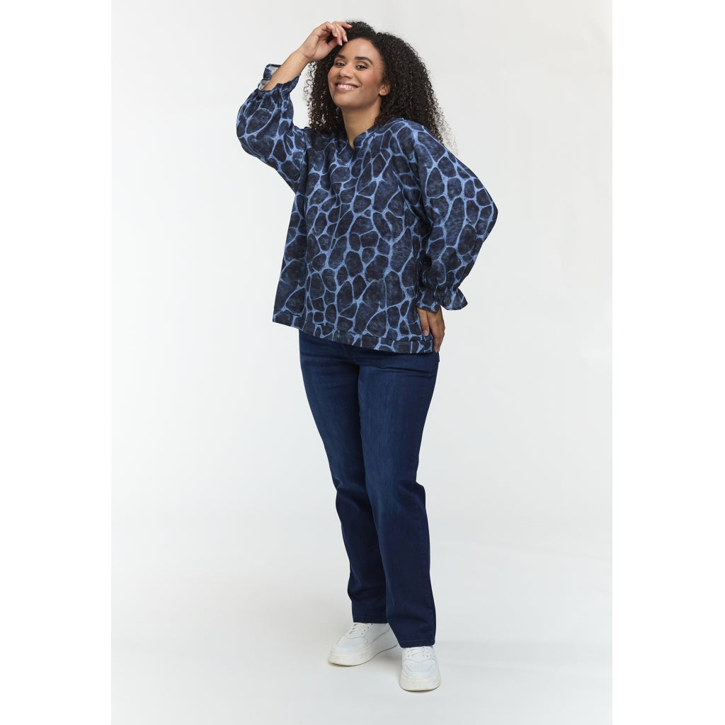 Studio SDasie Blouse with long sleeve Blouse Blue giraf