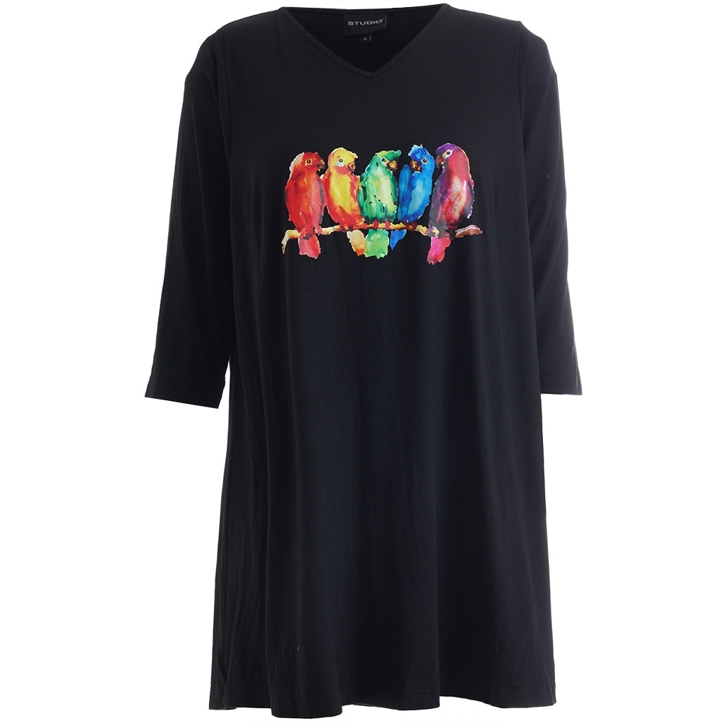 Studio SDitte Tunic Tunic Black with bird print