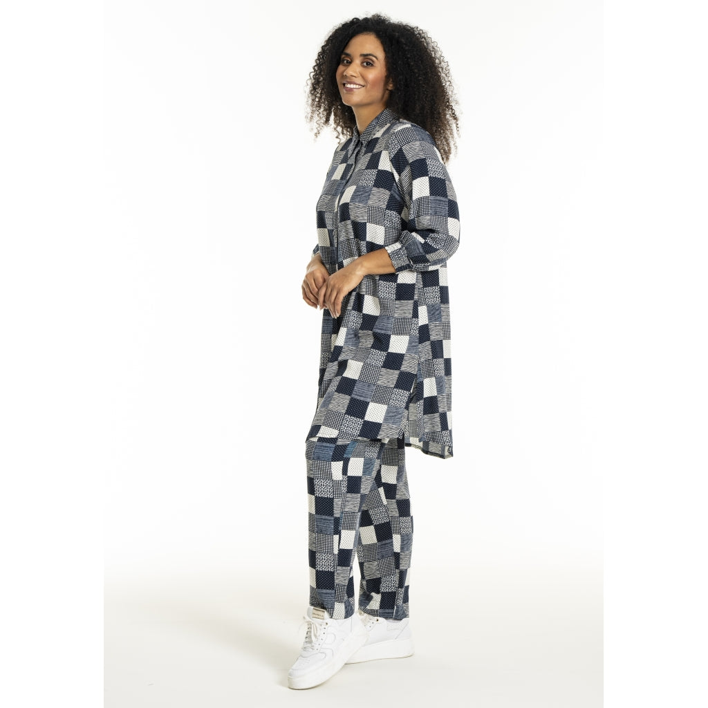 Studio SEmilie Shirt Shirt Navy-white checks with print