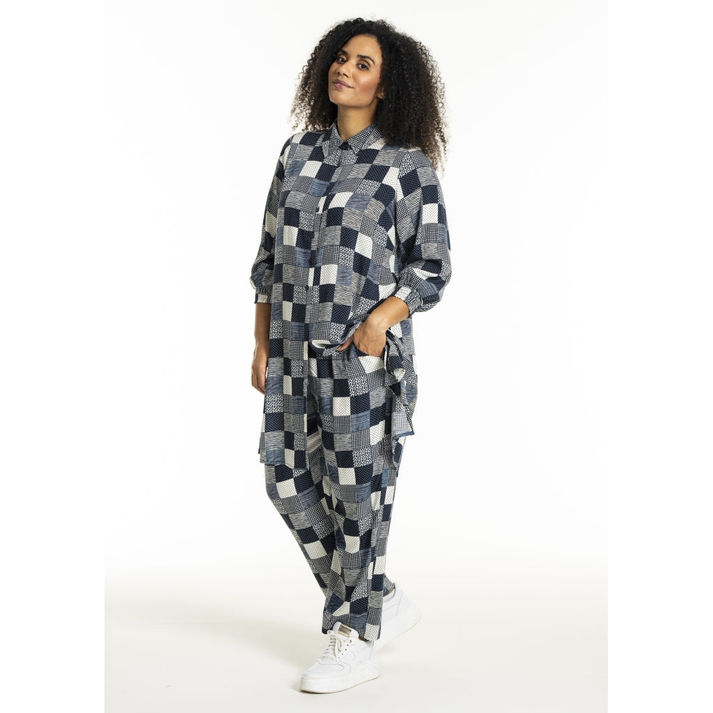 Studio SEmilie Shirt Shirt Navy-white checks with print