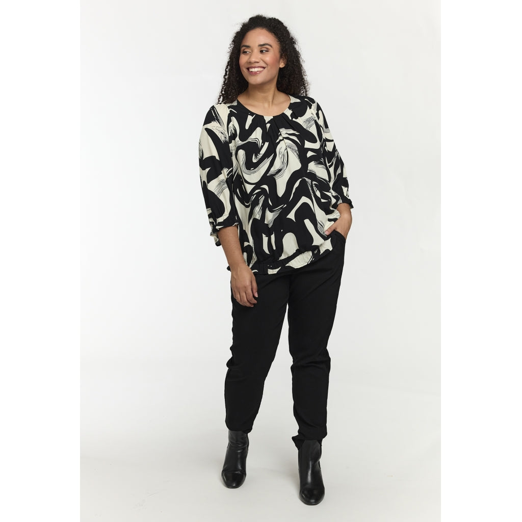 Studio SFarzana Blouse Blouse Black with white design