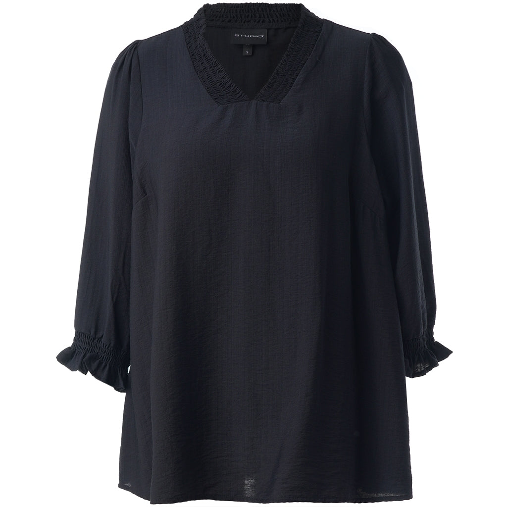 Studio SFeodora Blouse with smock neck Blouse Black