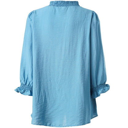 Studio SFeodora Blouse with smock neck Blouse light Blue
