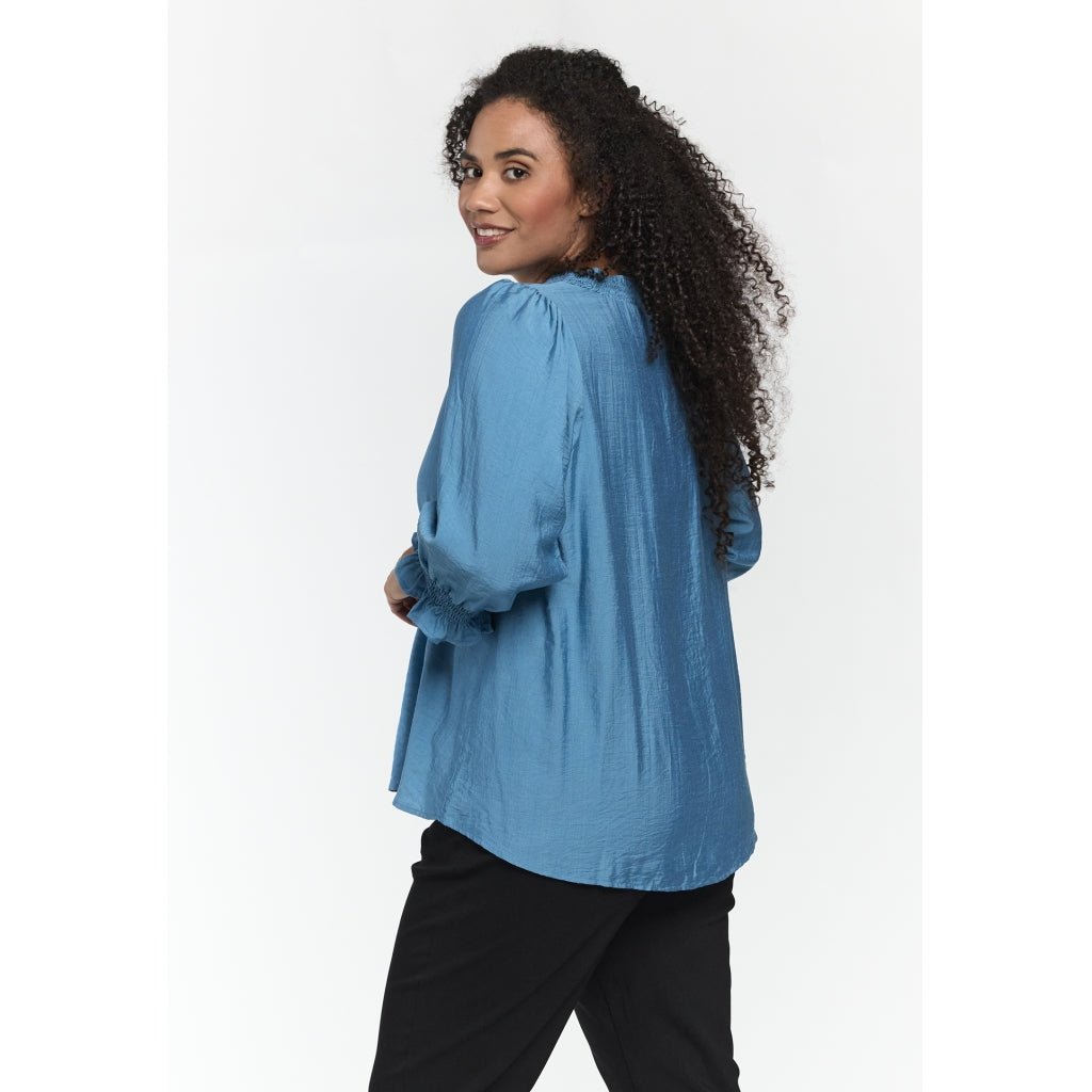 Studio SFeodora Blouse with smock neck Blouse light Blue