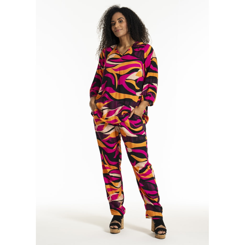 Studio SGry Trousers Trousers Black pink and orange stripes