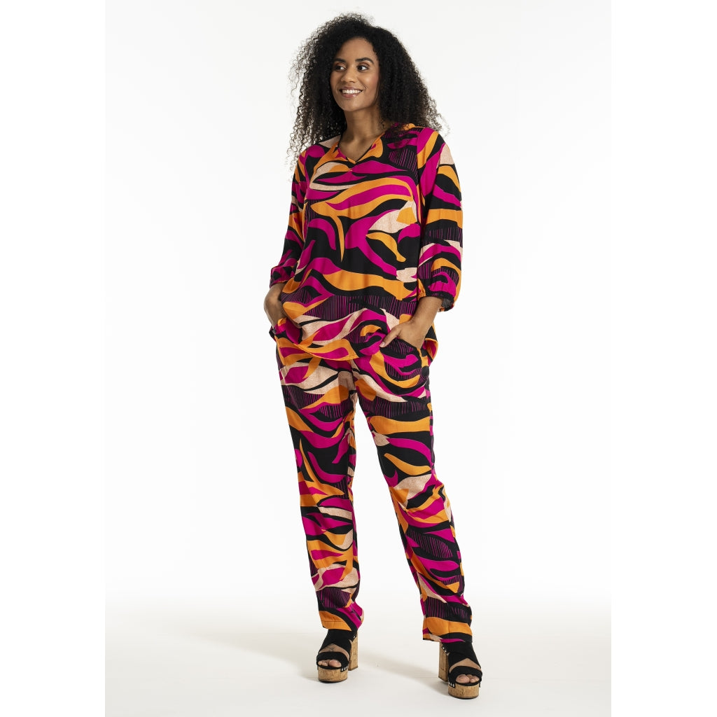 Studio SGry Trousers Trousers Black pink and orange stripes