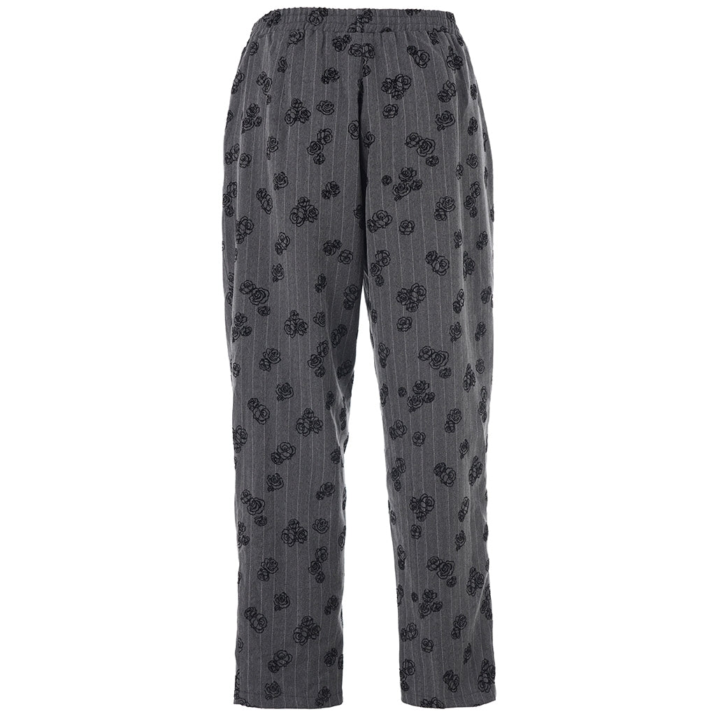 Studio SHala Trousers Trousers Grey with white stripe and black roses