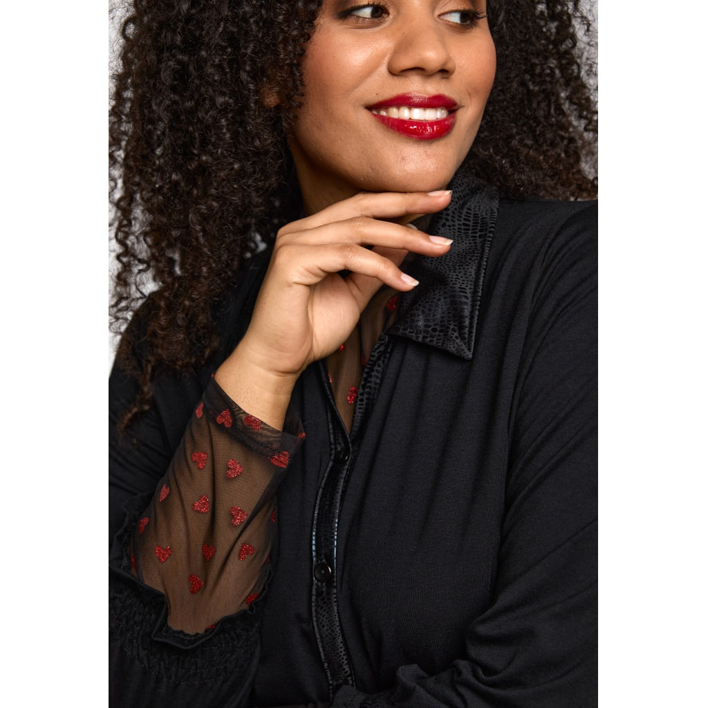 Studio SHelle lace blouse Blouse Black with red hearts