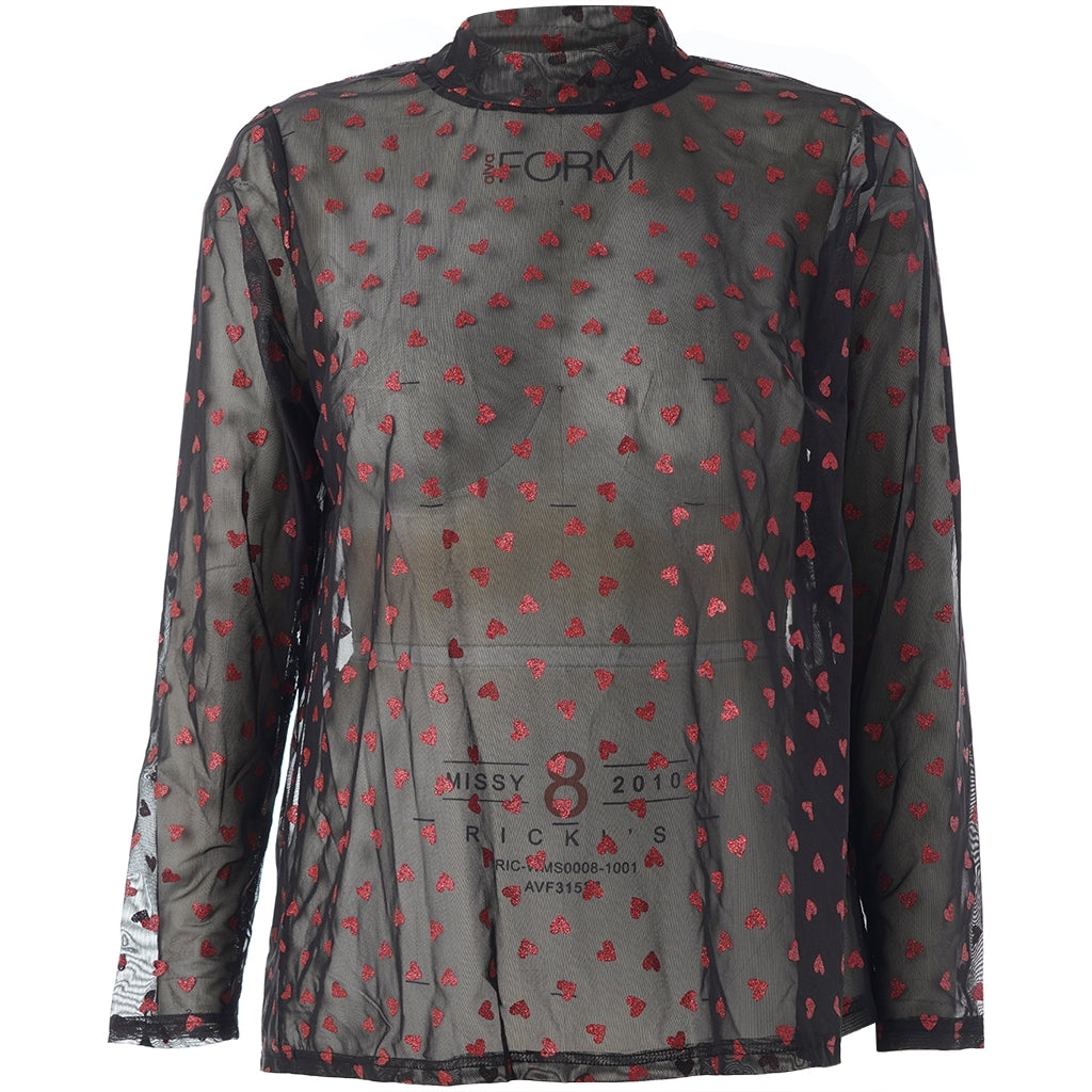 Studio SHelle lace blouse Blouse Black with red hearts