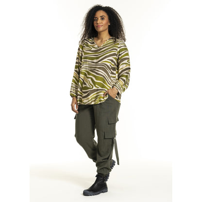 Studio SInette Blouse Blouse Offwhite with green pattern
