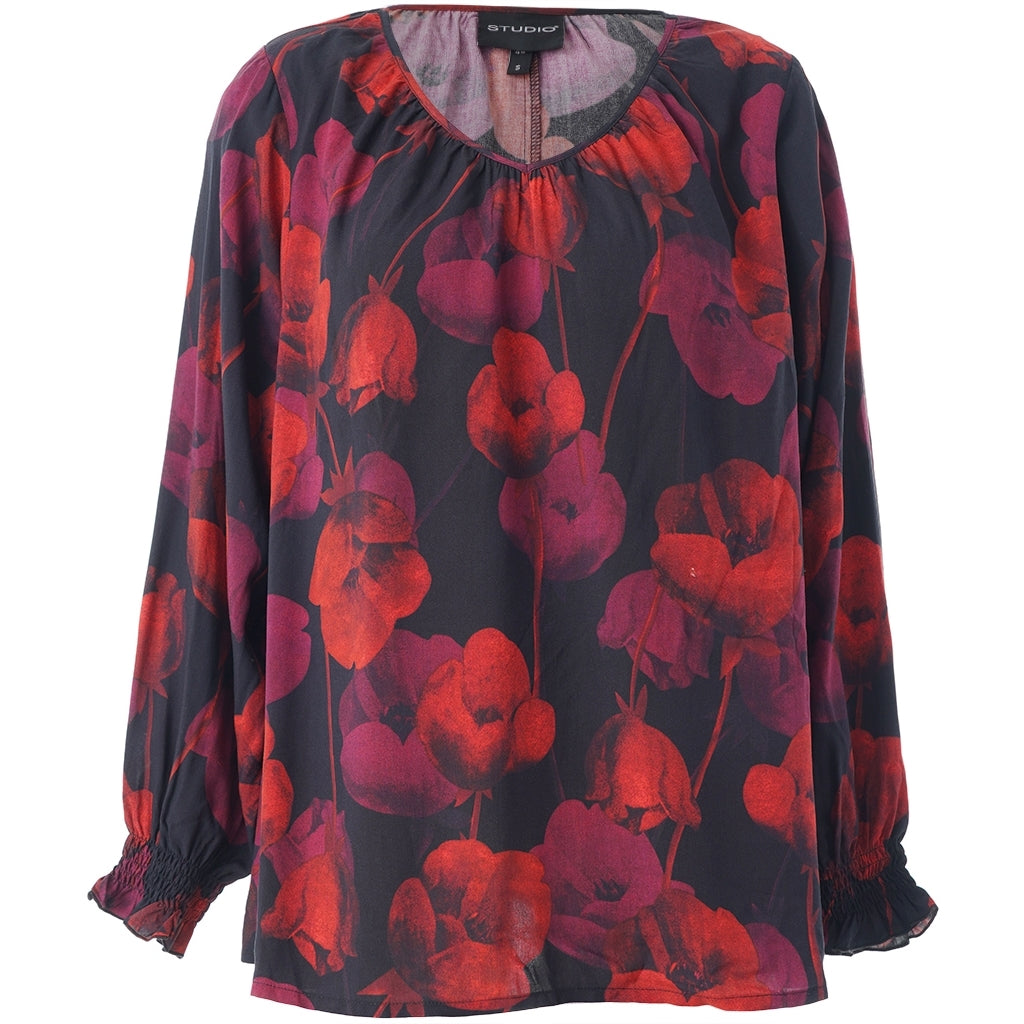 Studio SIngred Blouse Blouse Black with Red Flower