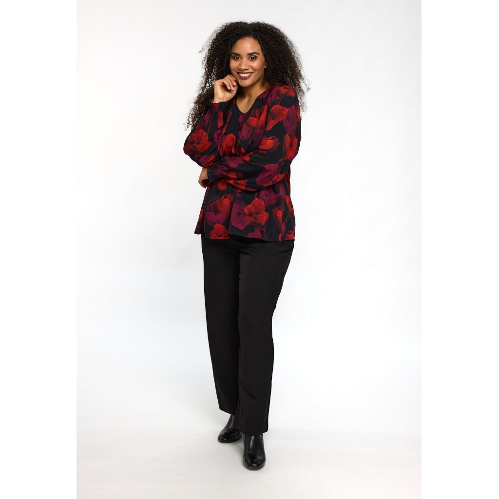 Studio SIngred Blouse Blouse Black with Red Flower