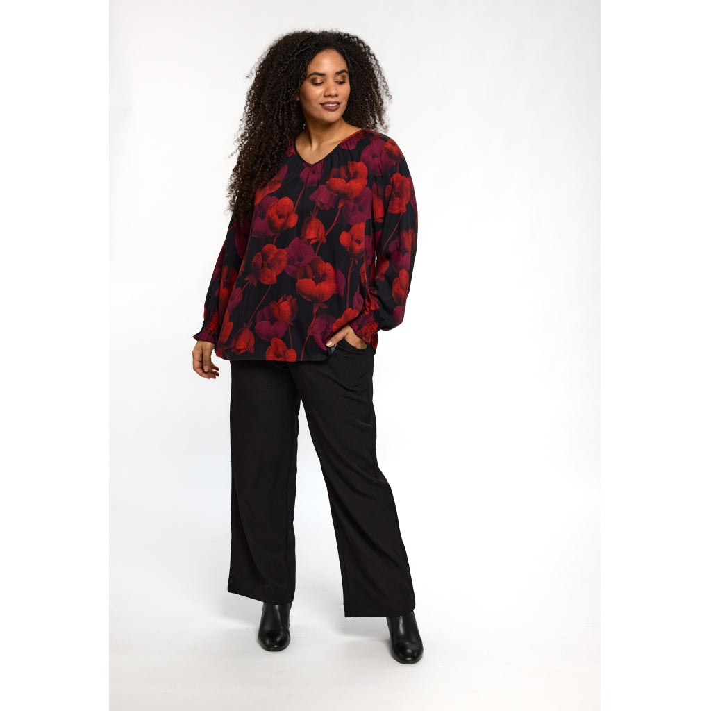 Studio SIngred Blouse Blouse Black with Red Flower