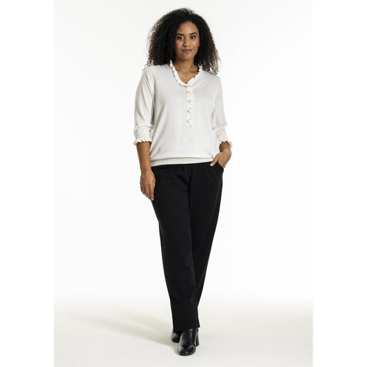 Studio SJean knit blousse with flounces Blouse Offwhite