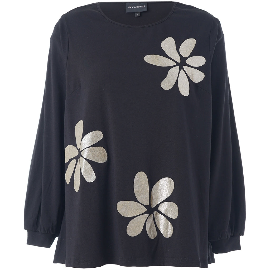 Studio SKirsten Blouse Blouse Black with gold flowers
