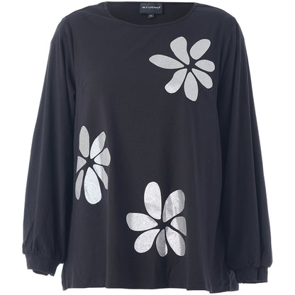 Studio SKirsten Blouse Blouse Black with silver flowers