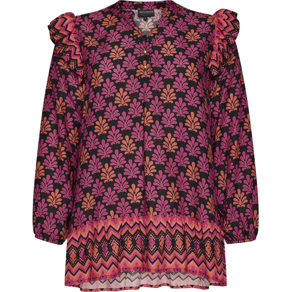 Studio SLiva-Sofie Blouse Blouse Board black-pink and orange