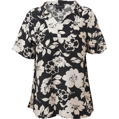 Studio SLonny Blouse Blouse Black with offwhite flower